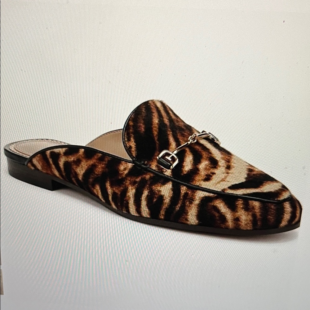 Sam Edelman Tiger Print Mules with Silver Buckle